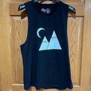 ZYIA ACTIVE Womens Plus XXXL 3XL Black White Mountain Moon Sleeveless Tank Shirt